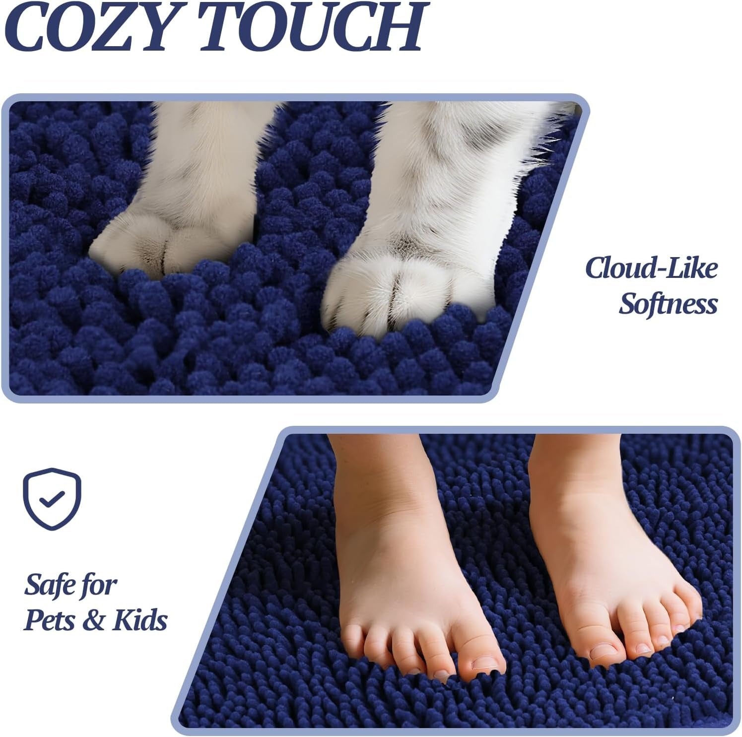 Cat Litter Mat, Litter Trapping Mat, 31"× 20" Cat Kitty Litter Rug with Waterproof Back, Super Soft for Cat'S Paws, Machine Washable, Navy Blue