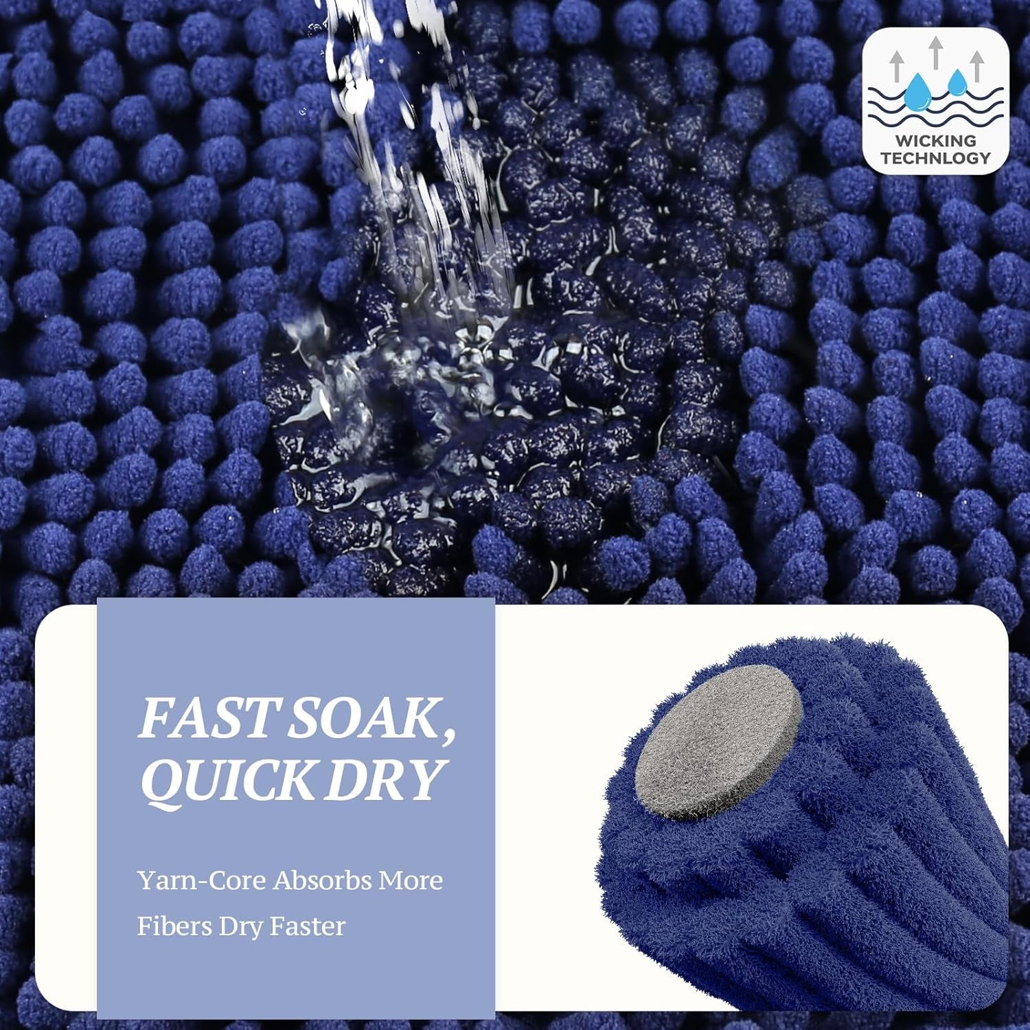 Cat Litter Mat, Litter Trapping Mat, 31"× 20" Cat Kitty Litter Rug with Waterproof Back, Super Soft for Cat'S Paws, Machine Washable, Navy Blue