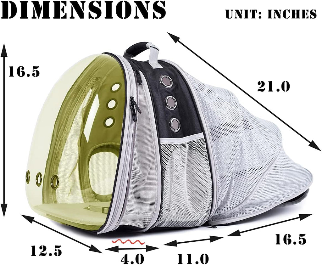 Expandable Cat Backpack, Space Capsule Transparent Pet Carrier for Small Dog, Pet Carrying Hiking Traveling Backpack
