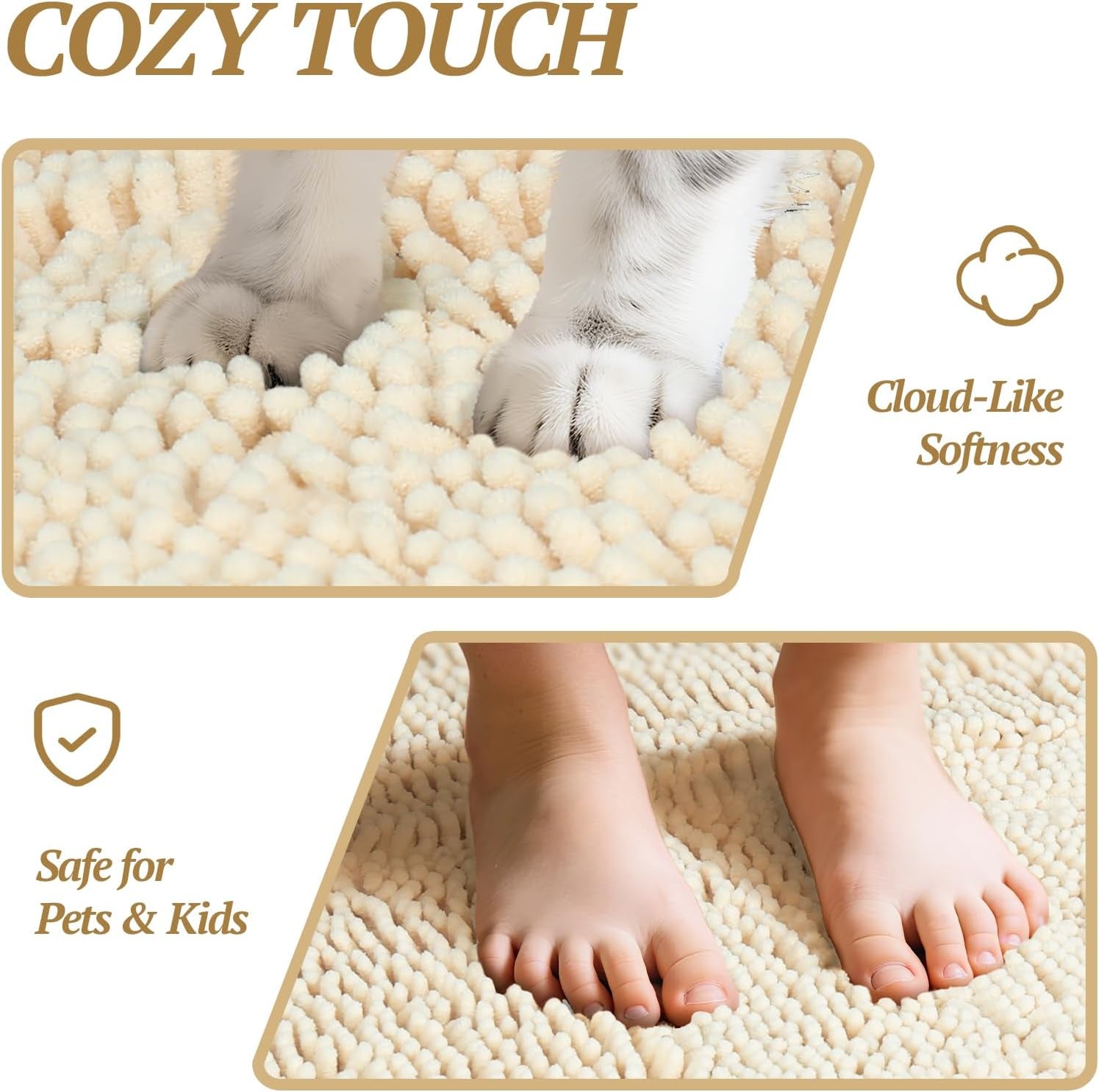 Cat Litter Mat, Litter Trapping Mat, 31"× 20" Cat Kitty Litter Rug with Waterproof Back, Super Soft for Cat'S Paws, Machine Washable, Beige