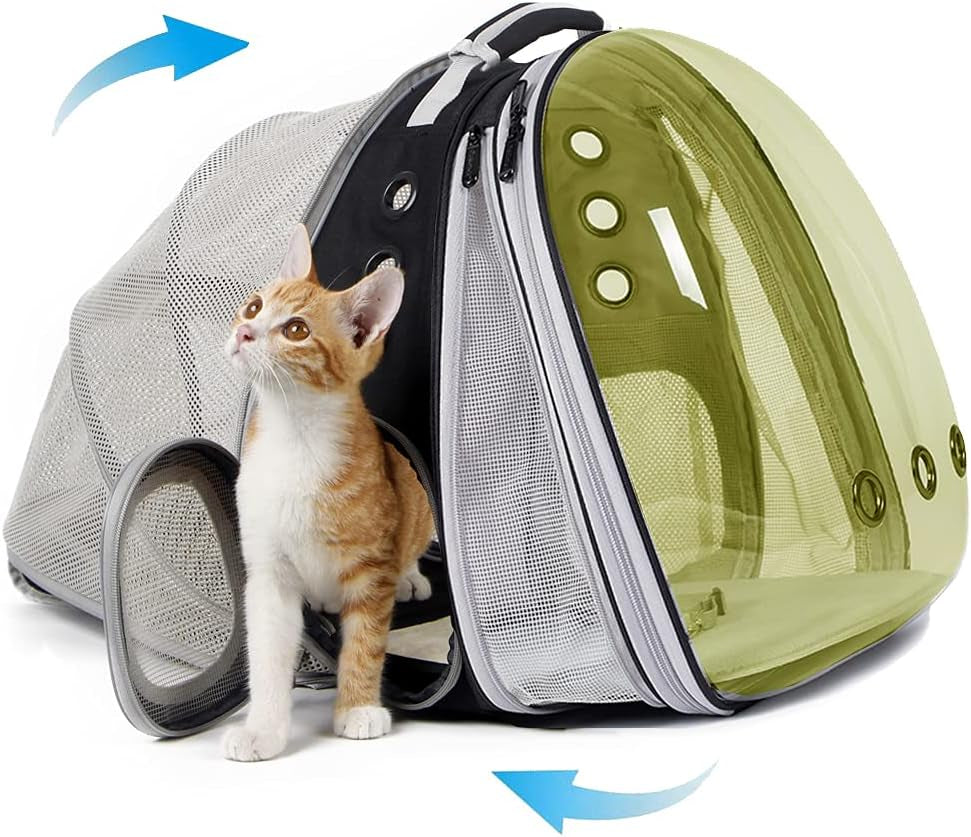 Expandable Cat Backpack, Space Capsule Transparent Pet Carrier for Small Dog, Pet Carrying Hiking Traveling Backpack