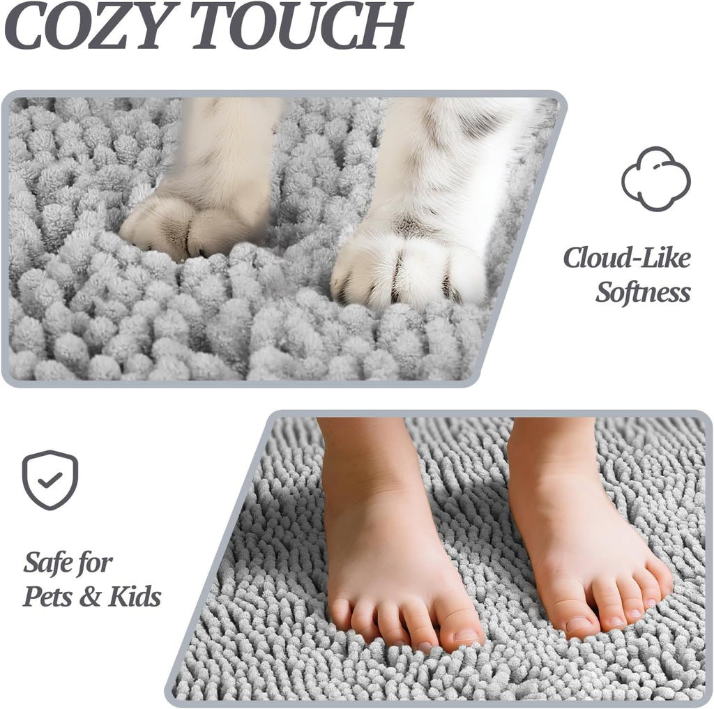 Cat Litter Mat, Litter Trapping Mat, 31"× 20" Cat Kitty Litter Rug with Waterproof Back, Super Soft for Cat'S Paws, Machine Washable, Grey