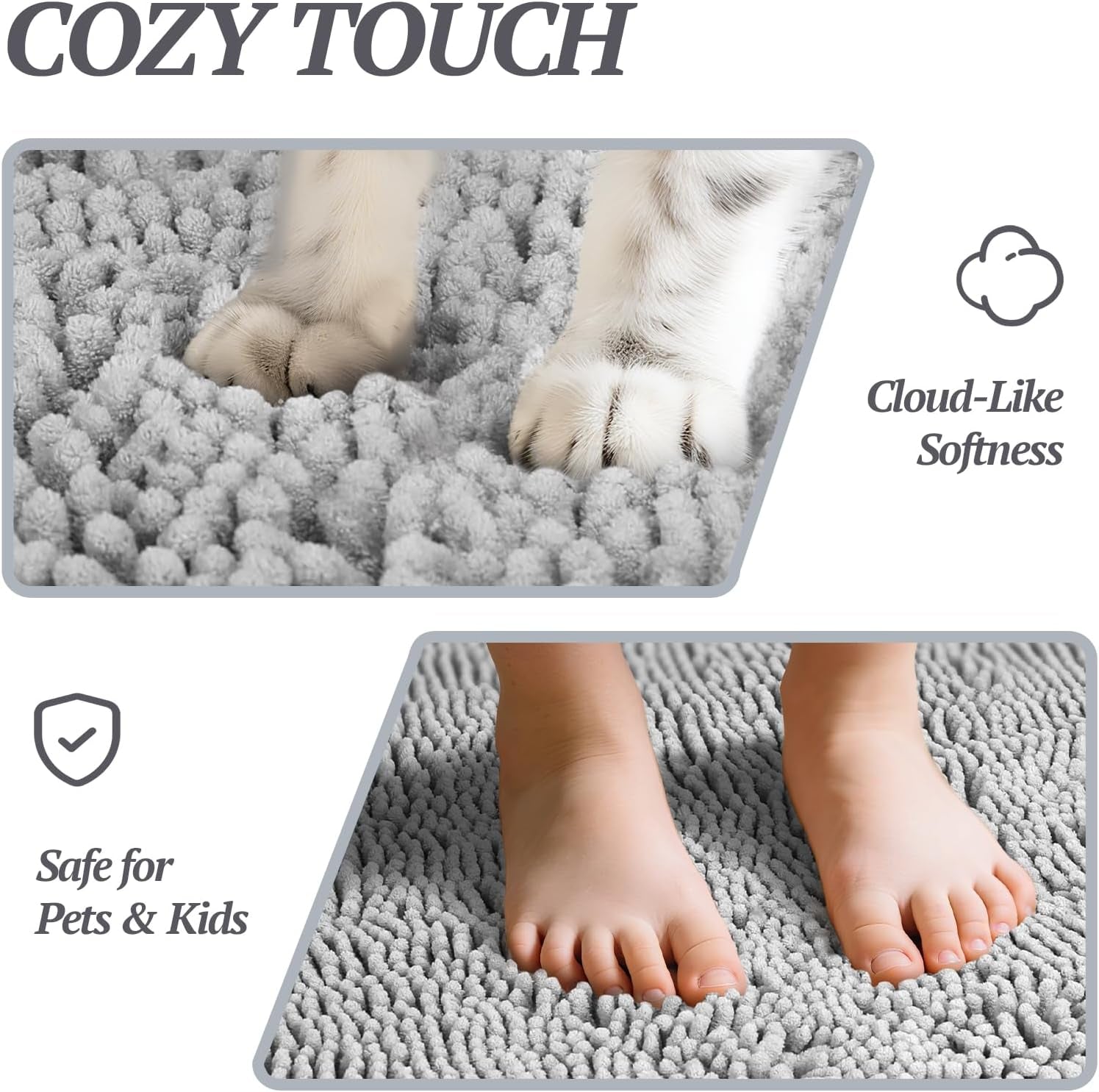 Cat Litter Mat, Litter Trapping Mat, 31"× 20" Cat Kitty Litter Rug with Waterproof Back, Super Soft for Cat'S Paws, Machine Washable, Grey