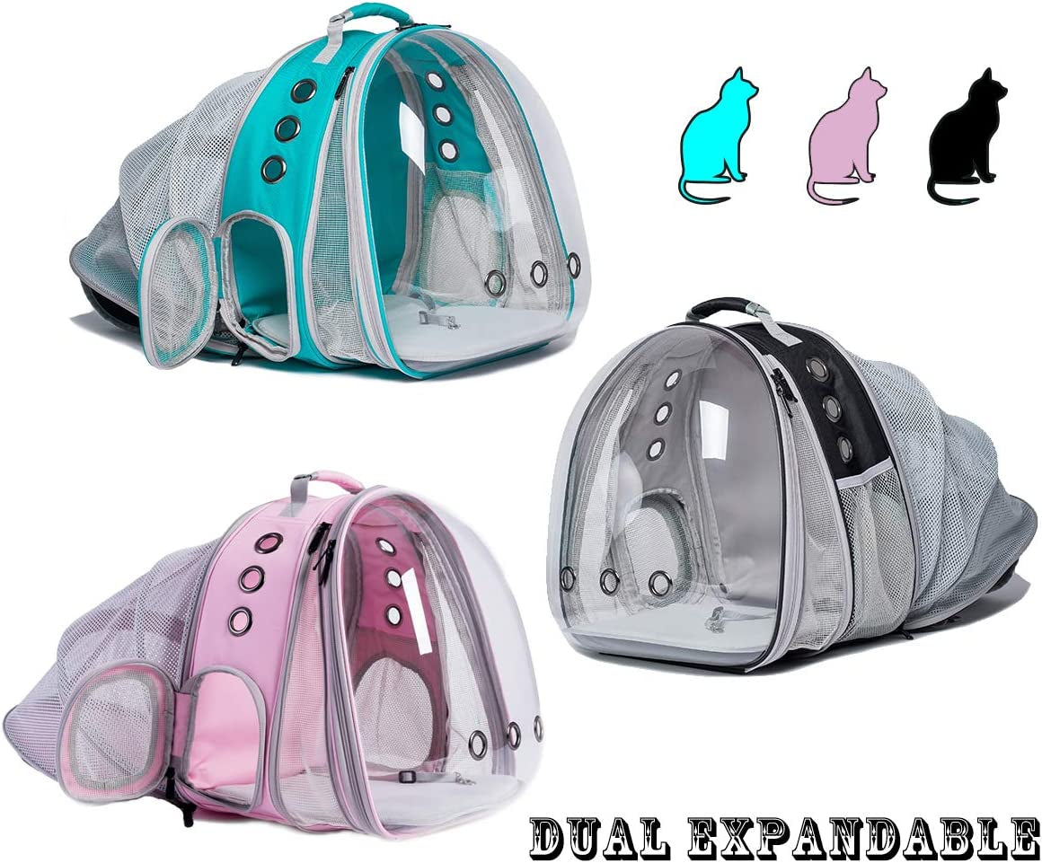 Expandable Cat Backpack, Space Capsule Transparent Pet Carrier for Small Dog, Pet Carrying Hiking Traveling Backpack